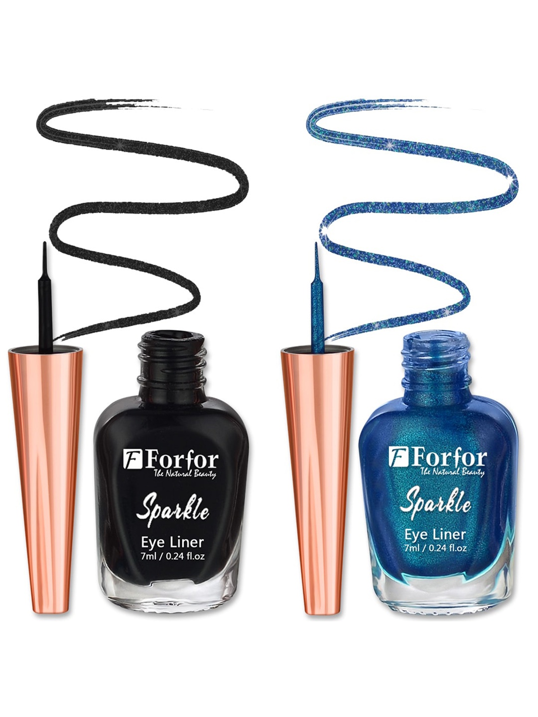 

FORFOR Set of 2 Sparkle Water-Proof Sensational Liquid Glitter Eyeliners - 7 ml each, Black