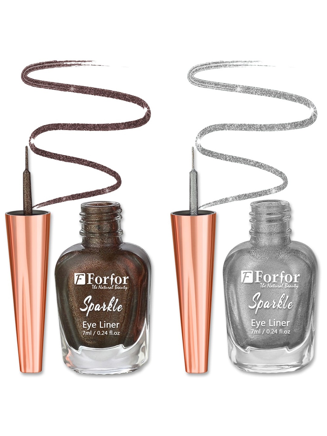 

FORFOR Set of 2 Sparkle Water-Proof Liquid Glitter Eyeliners 7ml Each - Shades 05 & 06, Silver