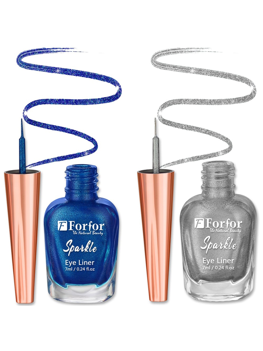 

FORFOR Set of 2 Sparkle Water-Proof Liquid Glitter Eyeliners 7ml Each - Shades 05 & 07, Blue