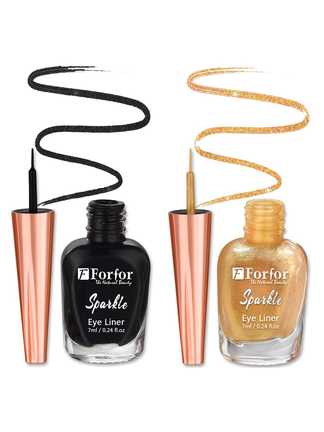 

FORFOR Sparkle Set Of 2 Liquid Glitter Eyeliners 7 ml Each - Black 01 & Golden 04