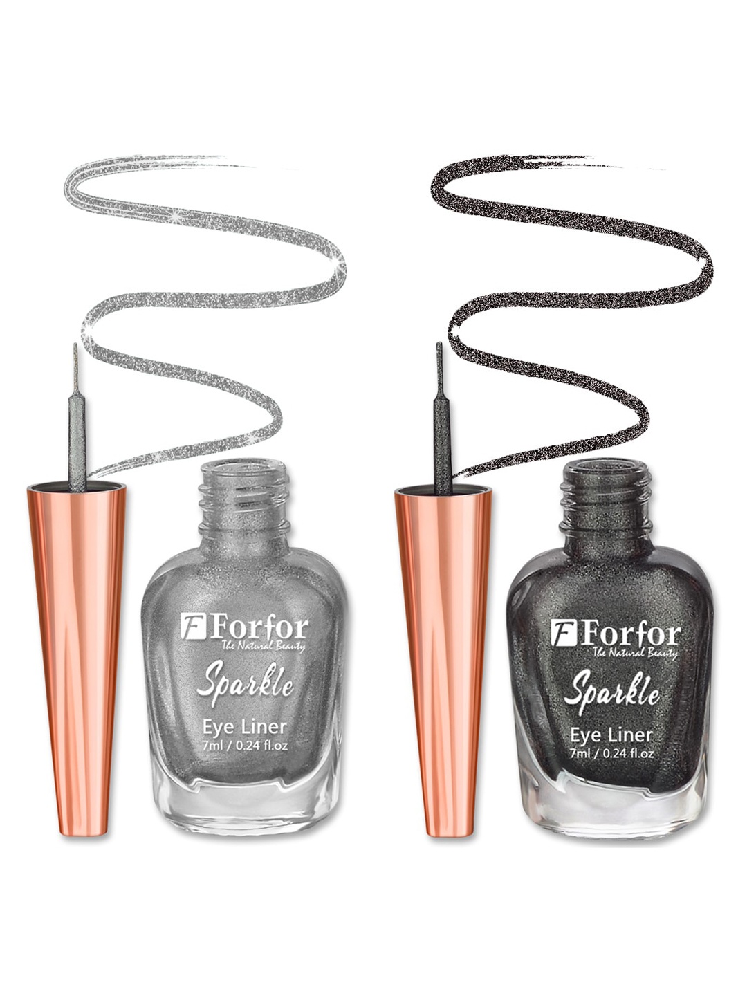 

FORFOR Sparkle Set Of 2 Liquid Glitter Eyeliners 7 ml Each - Grey 02 & Silver 05