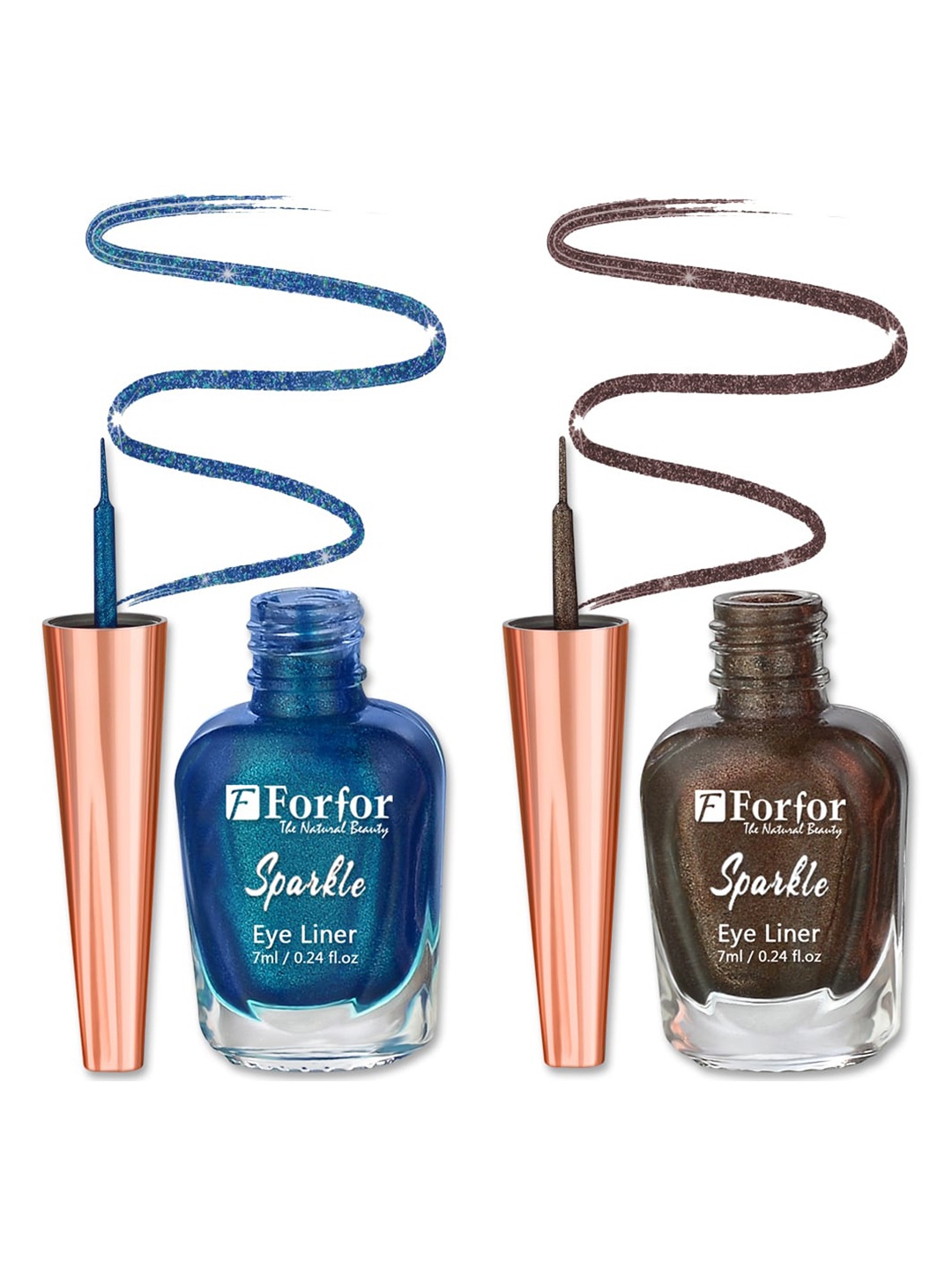 

FORFOR Sparkle Set Of 2 Liquid Glitter Eyeliners 7 ml Each - Brown 06 & Blue 08