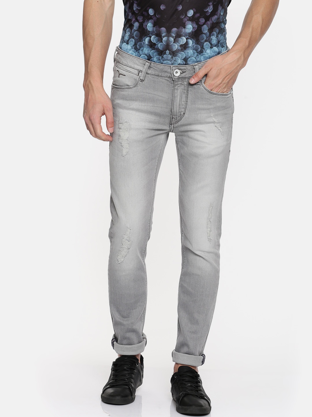 

Flying Machine Men Grey Skinny Fit Mid-Rise Clean Look Stretchable Jeans
