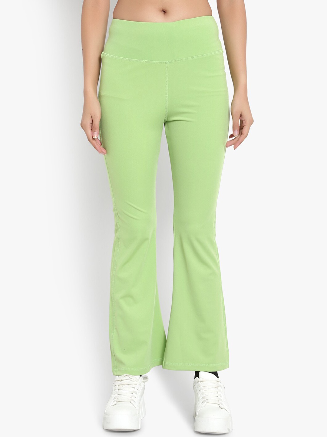 

Wearjukebox Women Dry Fit Bootcut Fit Sports Track Pants, Lime green