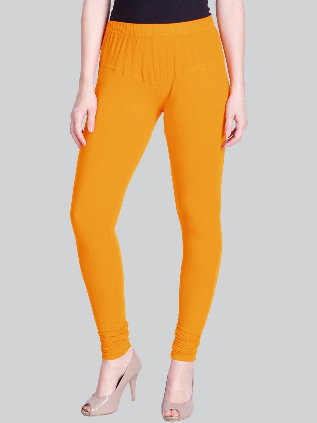 

LYRA Cotton Lycra Churidar Length Leggings, Orange