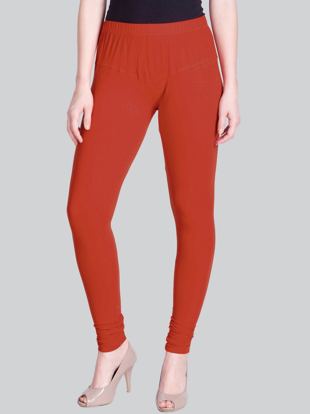 

LYRA Cotton Lycra Churidar Length Leggings, Red