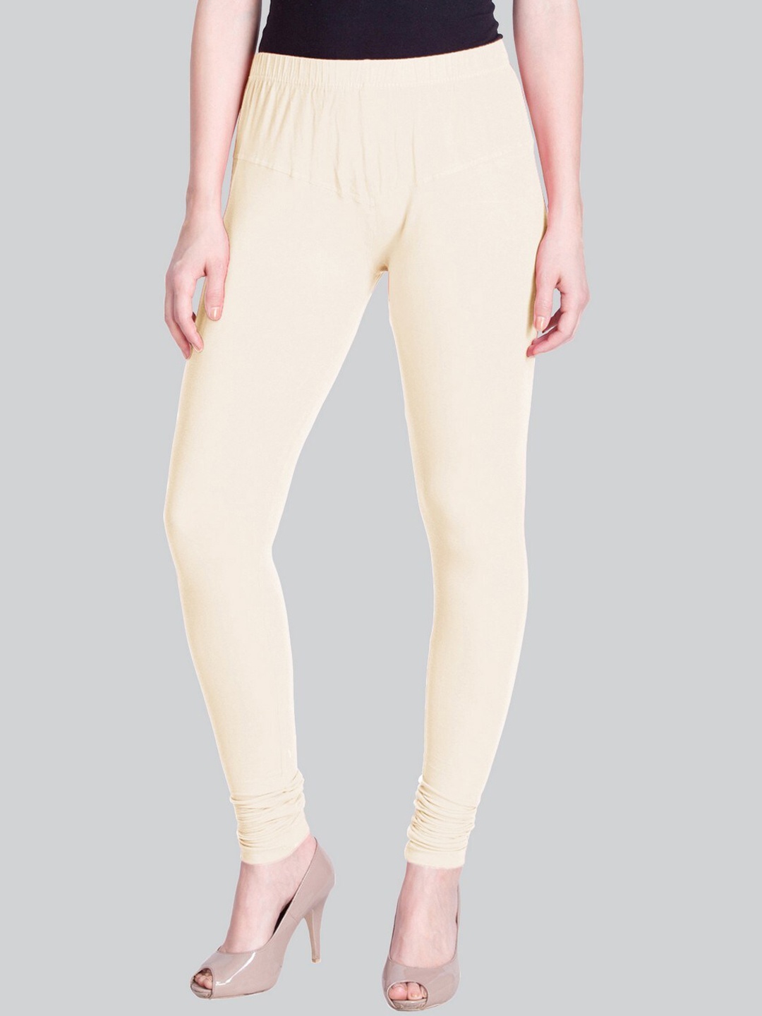 

LYRA Cotton Lycra Churidar Length Leggings, Beige