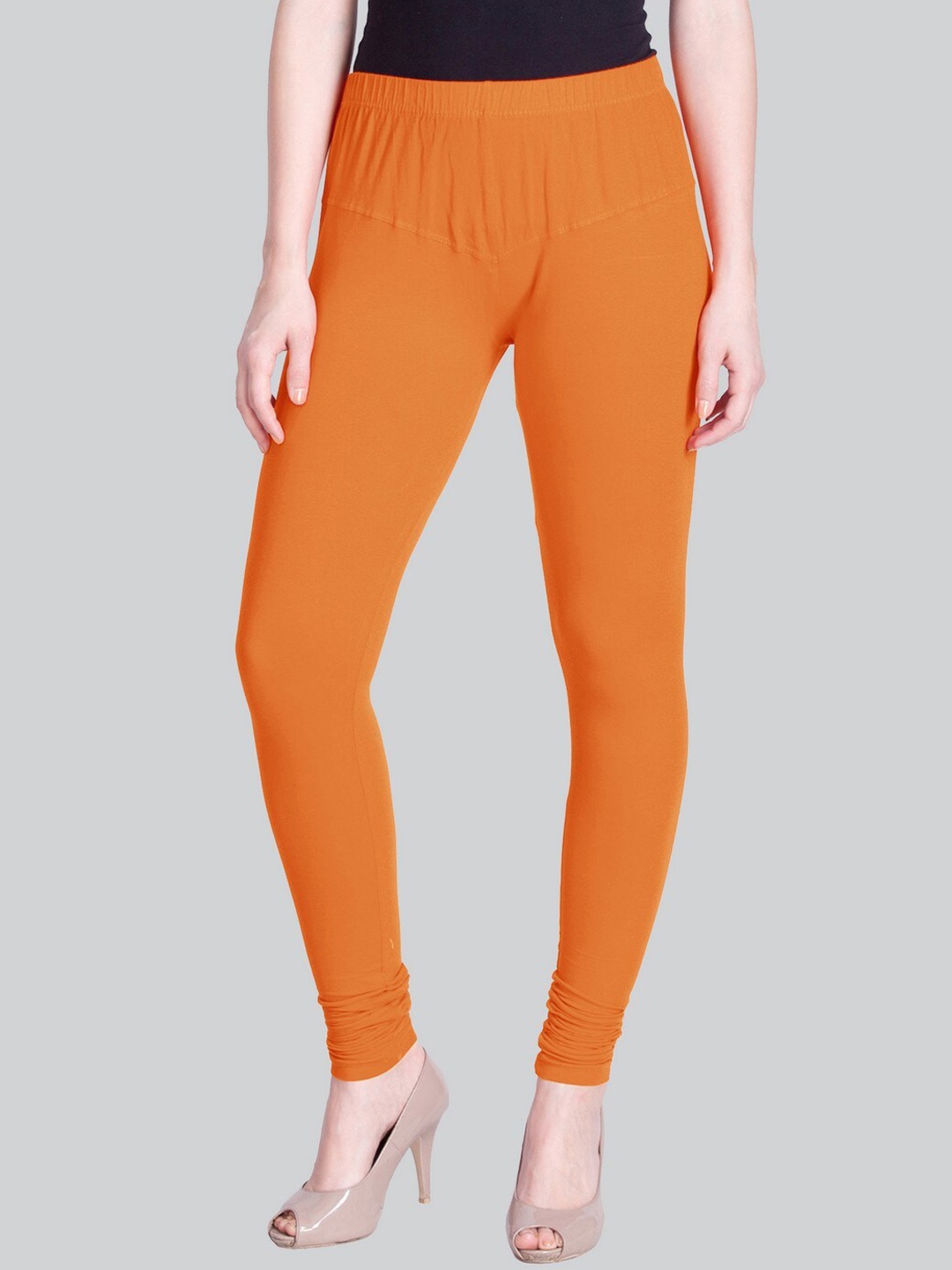 

LYRA Cotton Lycra Churidar Length Leggings, Orange