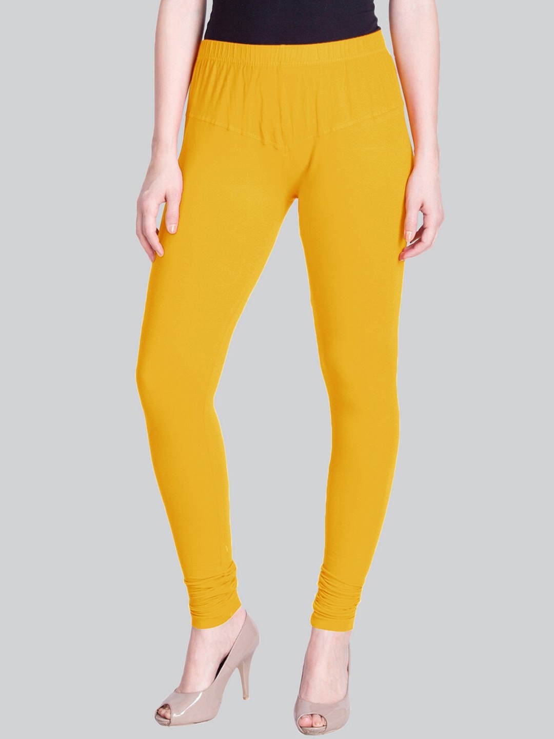 

LYRA Cotton Lycra Churidar Length Leggings, Yellow