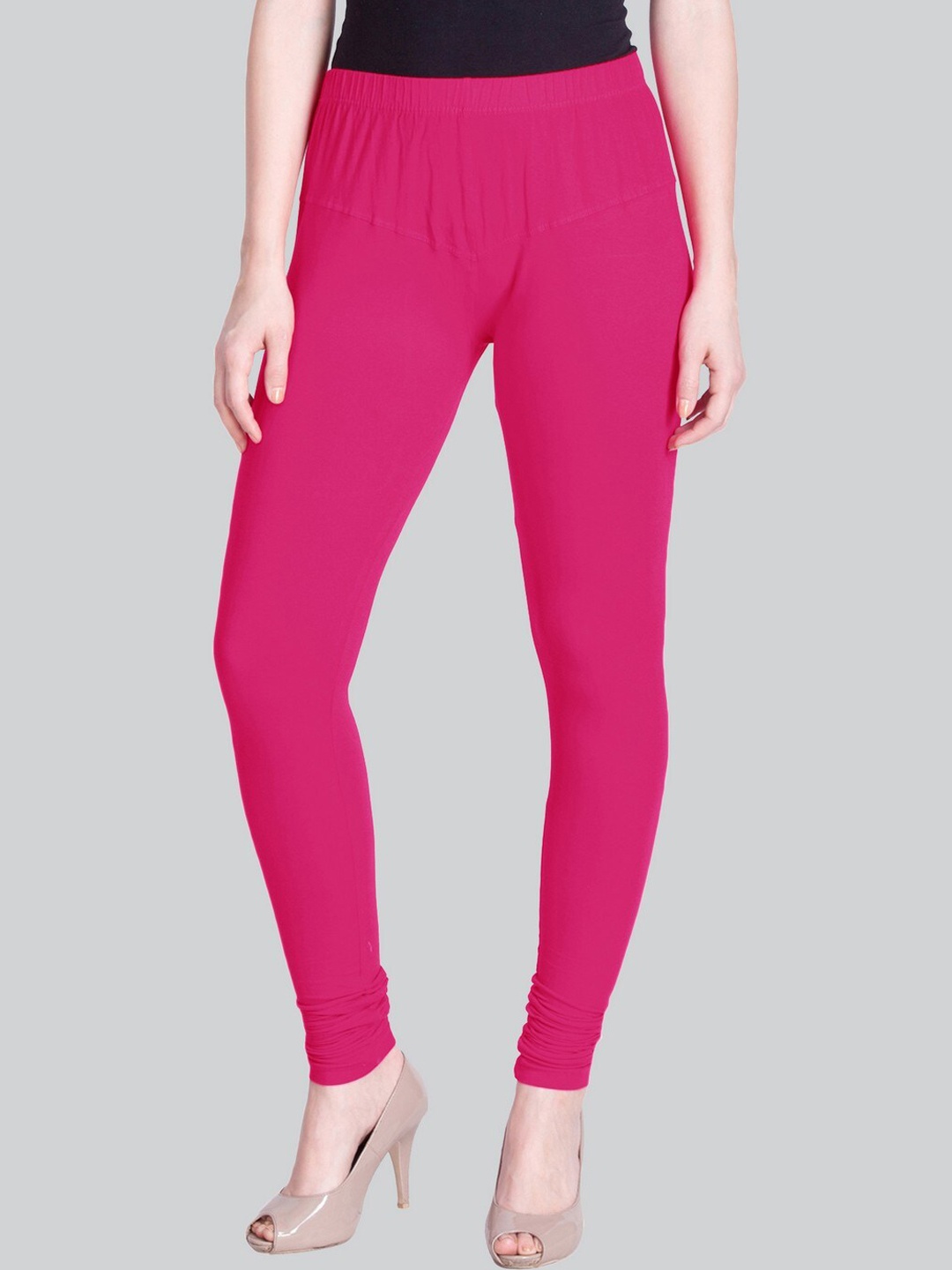 

LYRA Cotton Lycra Churidar Length Leggings, Pink