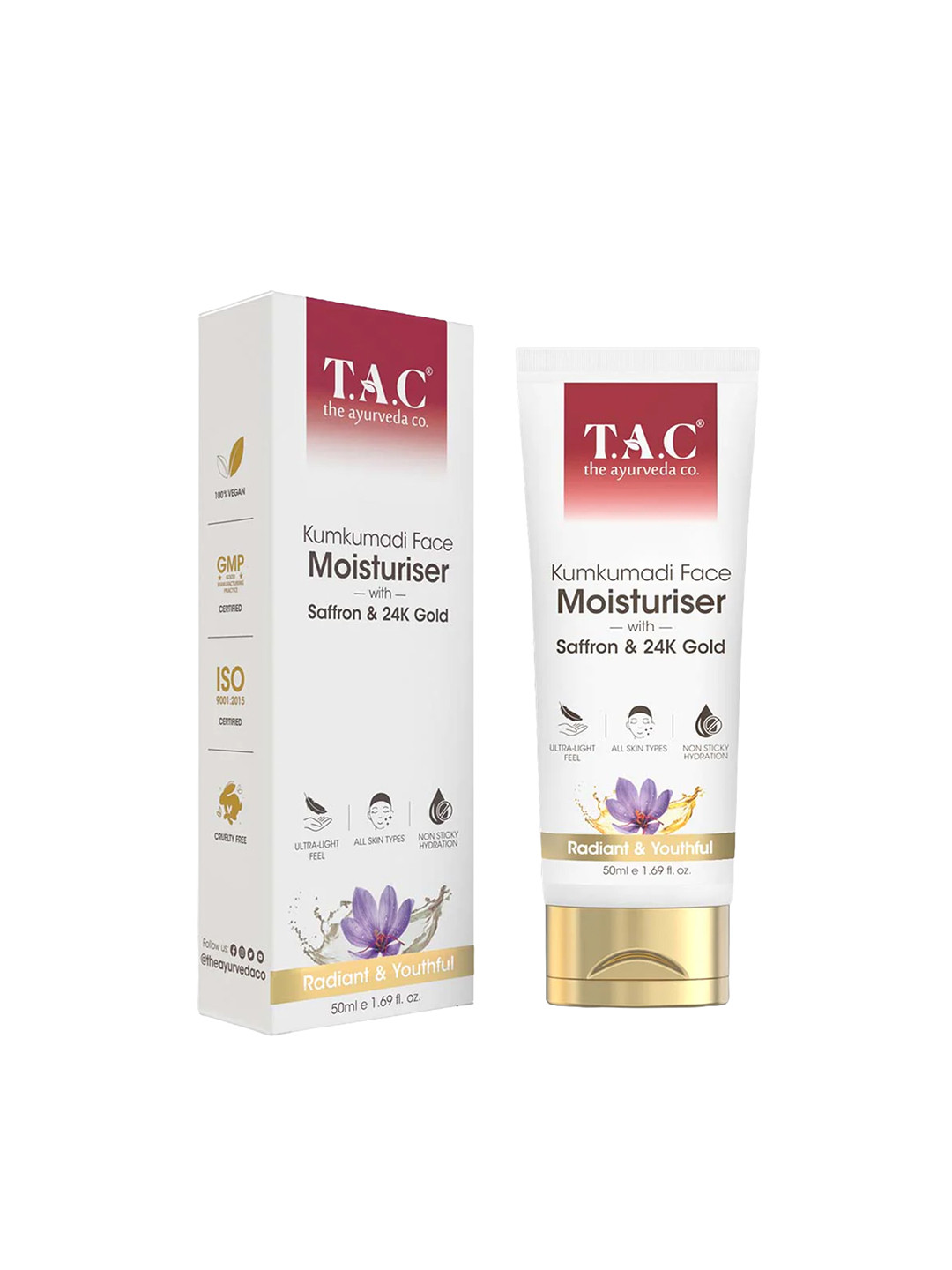 

TAC - The Ayurveda Co. Kumkumadi Face Moisturiser with Saffron & 24K Gold - 50 ml, White