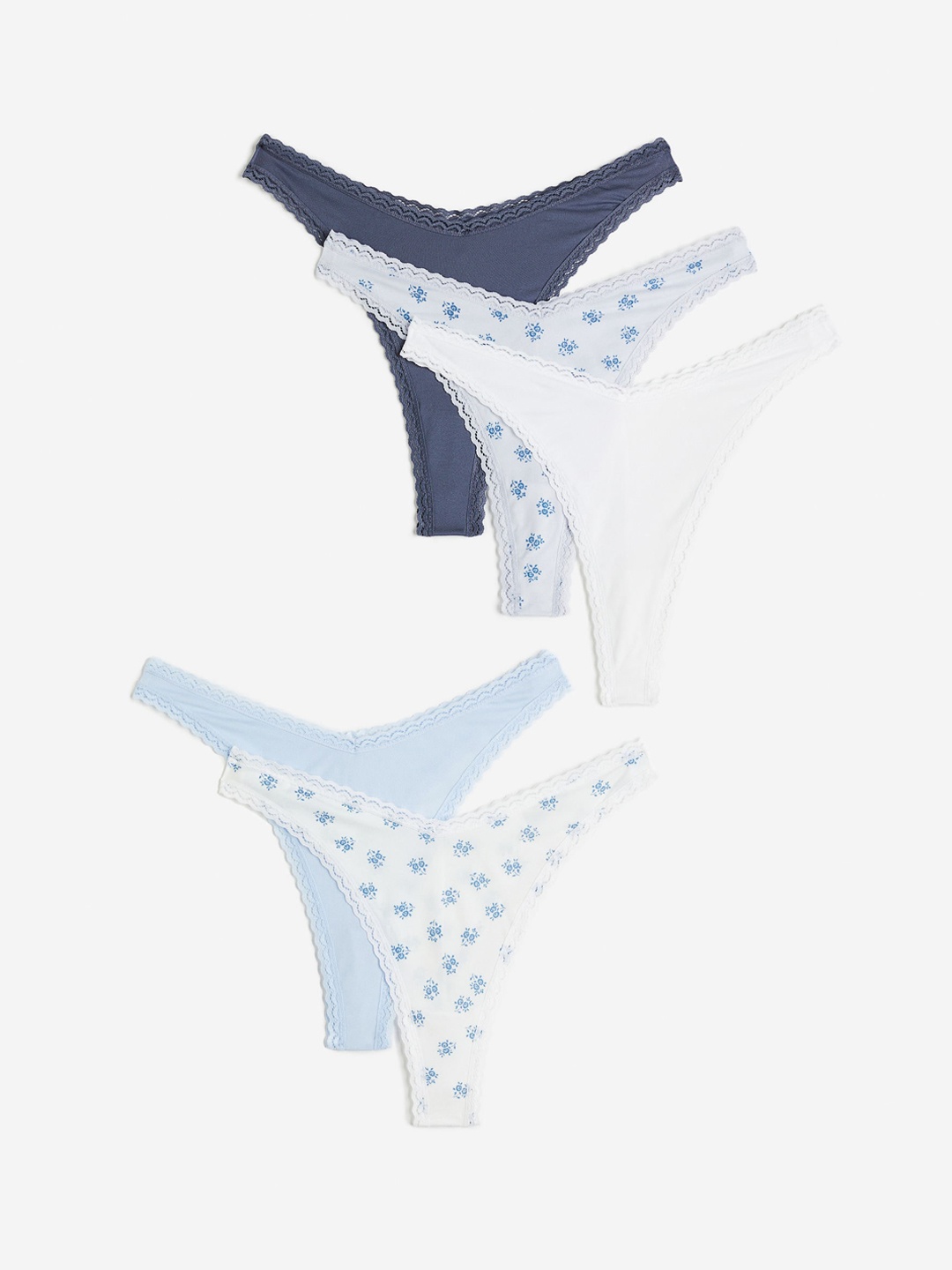 

H&M Women 5-Pack Jersey Brazilian Briefs 1140314001, Blue