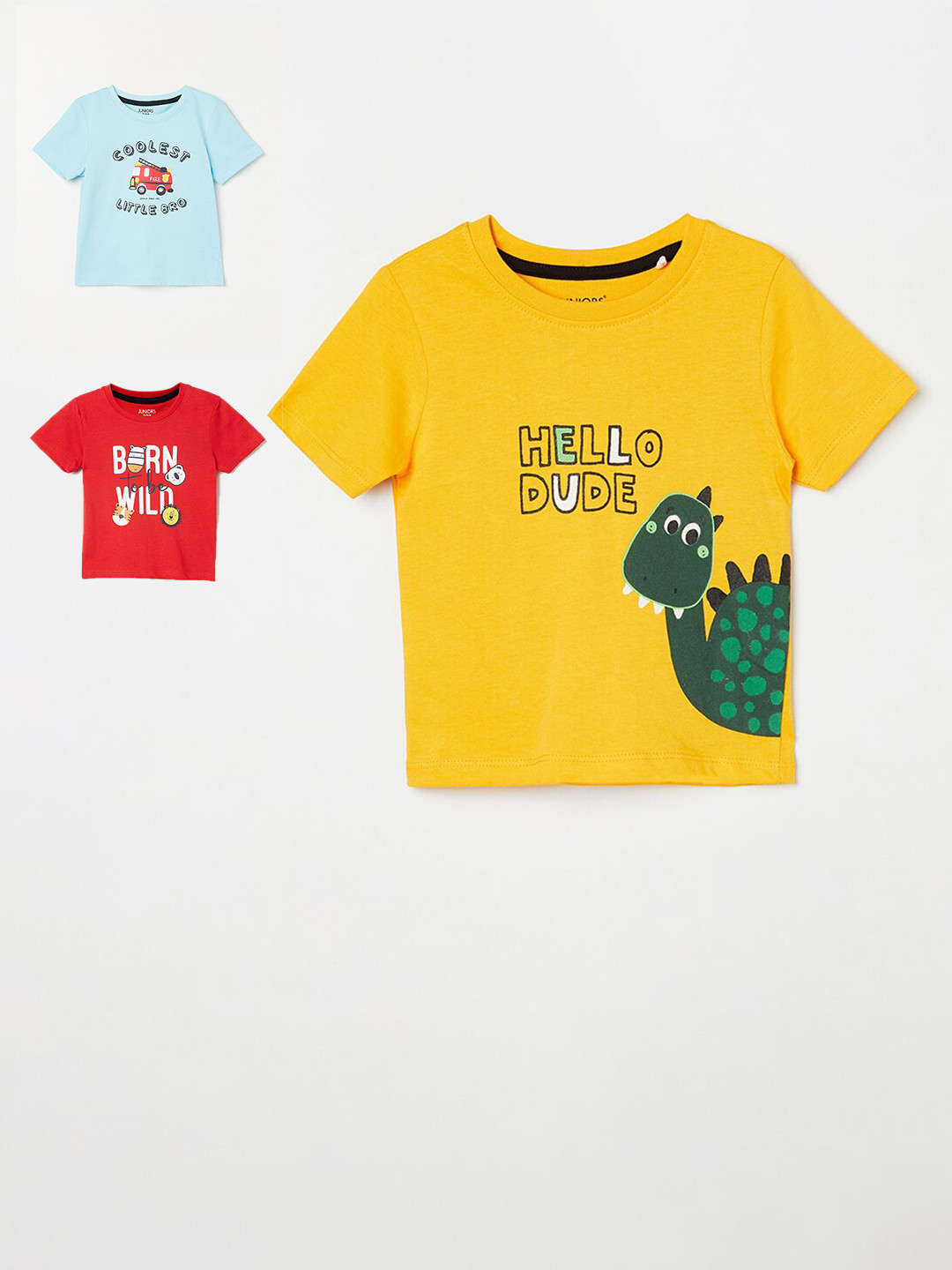 

Juniors by Lifestyle Boys Pack of 3 Printed Pure Cotton T-shirt, Yellow