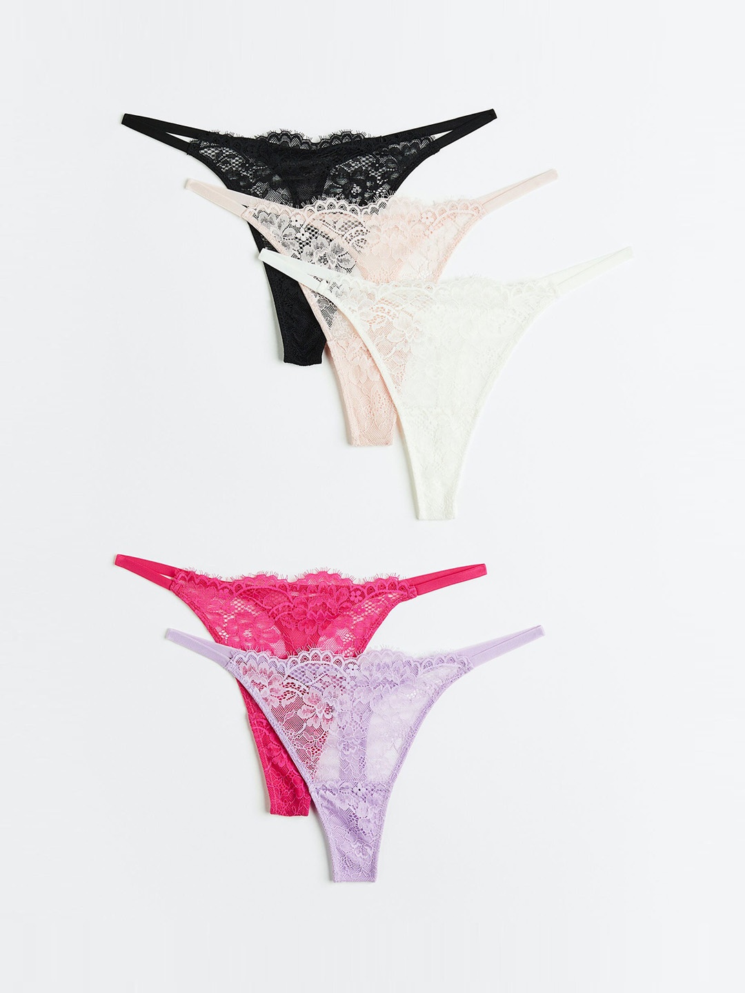 

H&M Women 5-Pack Lace Thong Briefs 1131440001, Purple