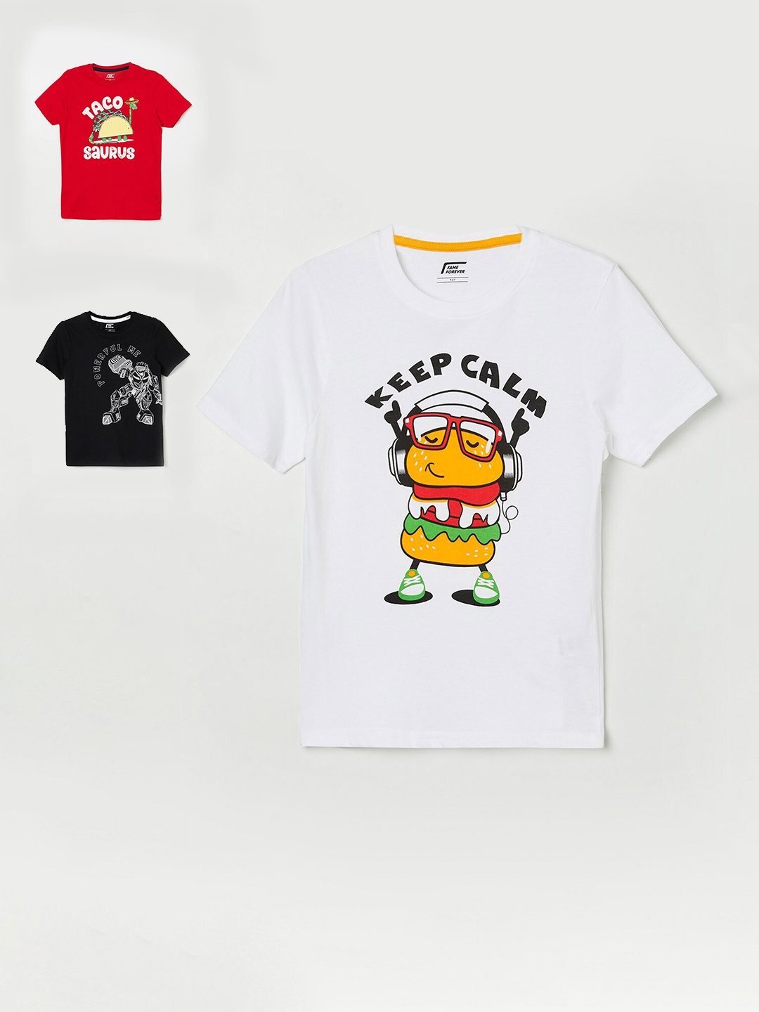 

Fame Forever by Lifestyle Pack of 3 Printed T-shirt, White