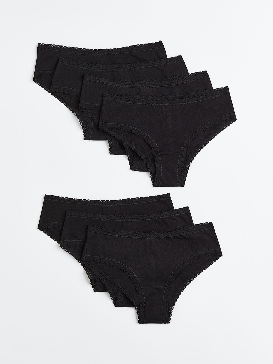 

H&M Women 7-Pack Cotton Hipster Briefs 1069414003, Black