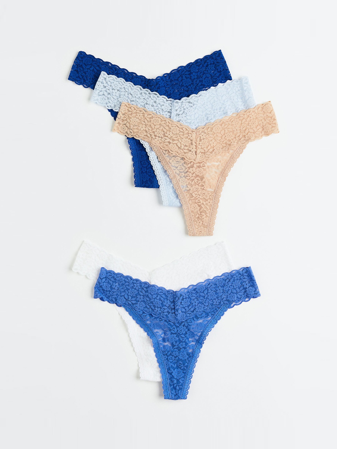 

H&M Women 5-Pack Lace Thong Briefs 1075646012, Blue