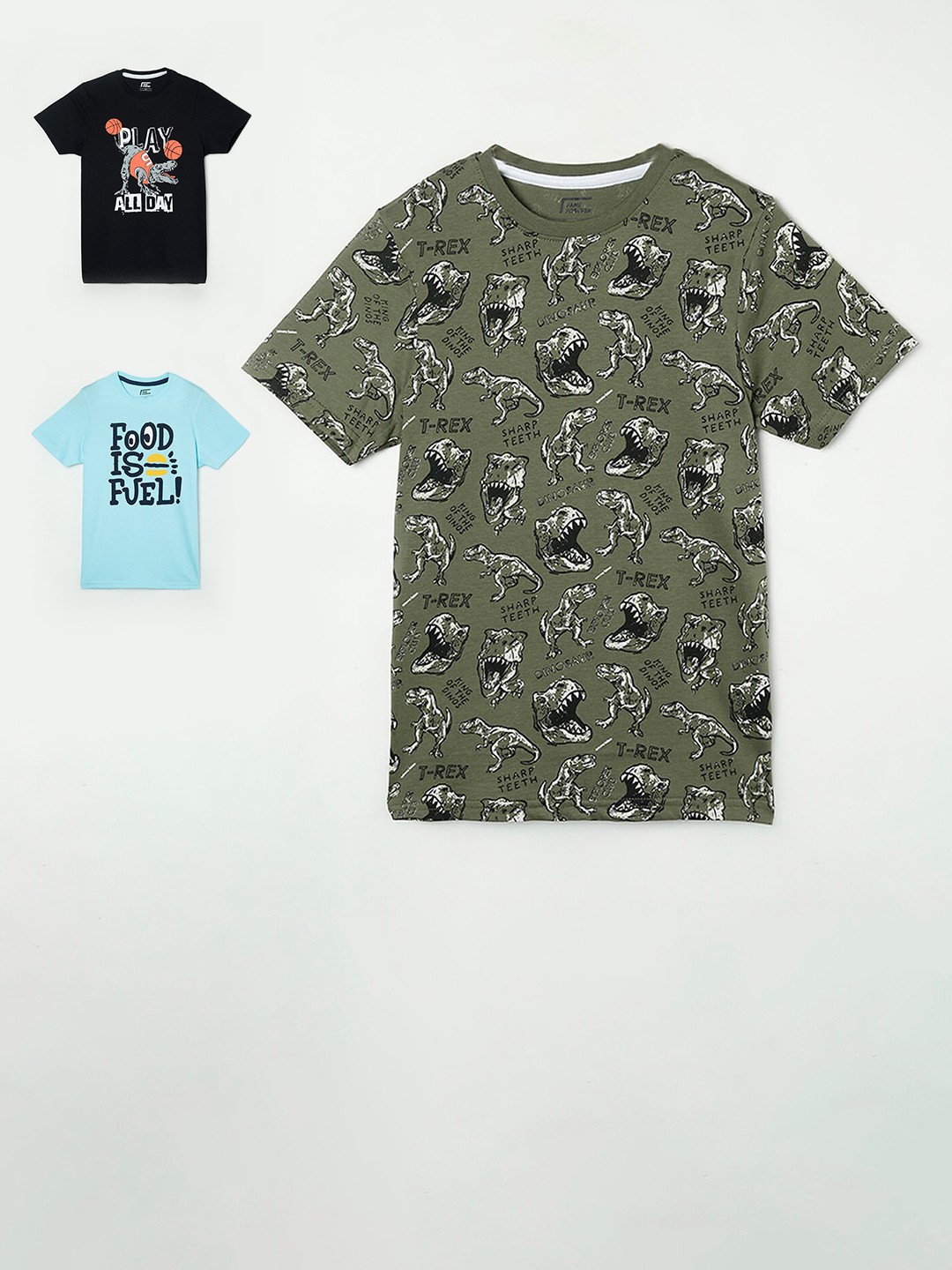 

Fame Forever by Lifestyle Pack of 3 Printed T-shirt, Olive