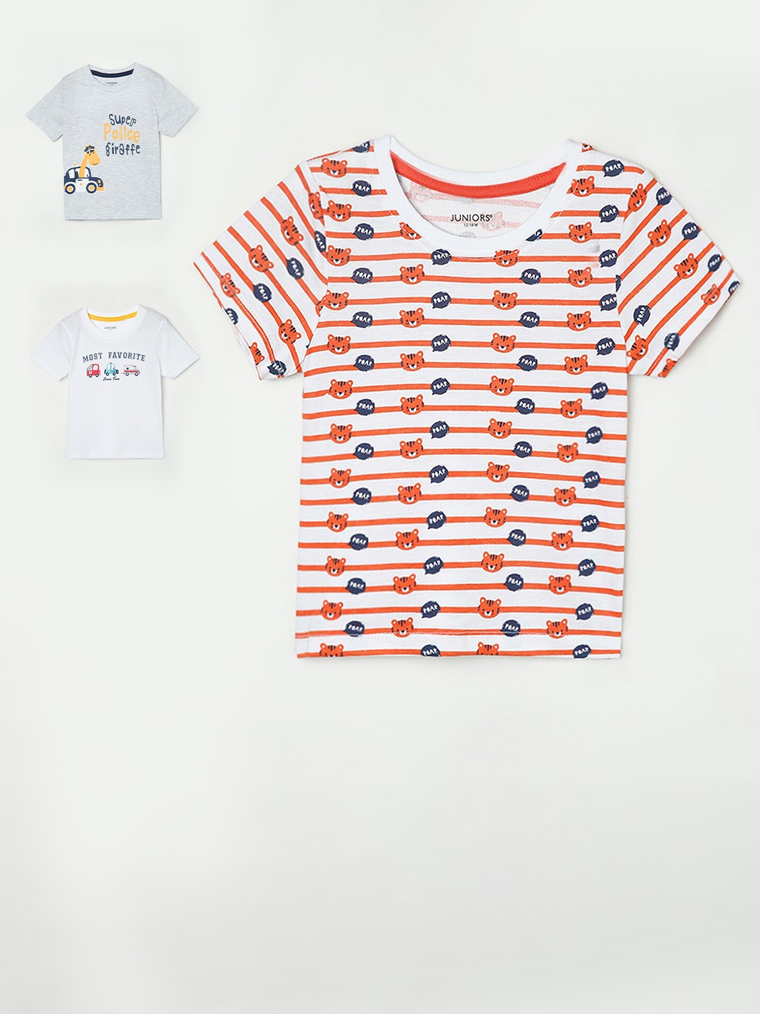 

Juniors by Lifestyle Pack of 3 Printed T-shirt, Orange