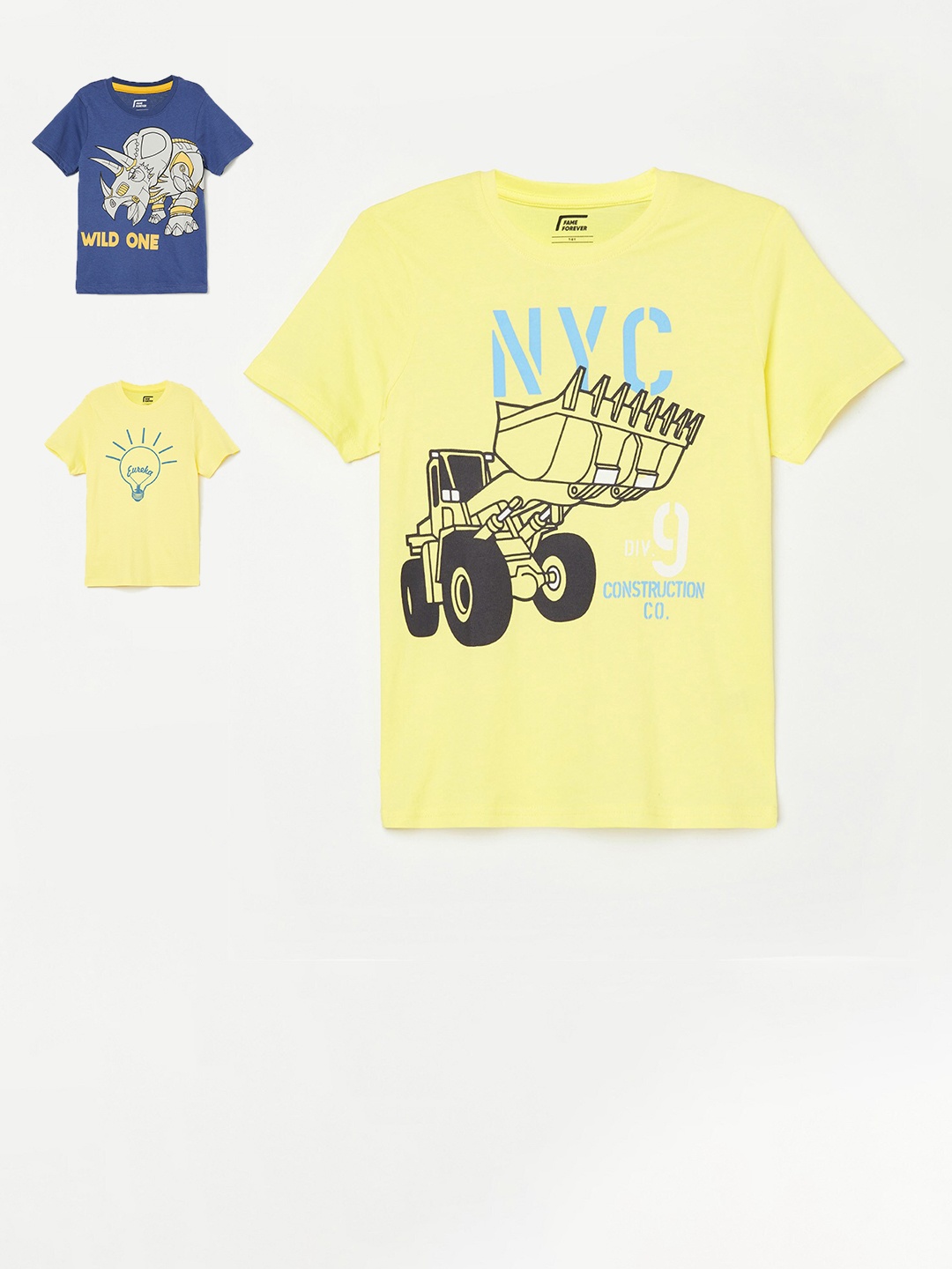 

Fame Forever by Lifestyle Pack of 3 Printed T-shirt, Yellow