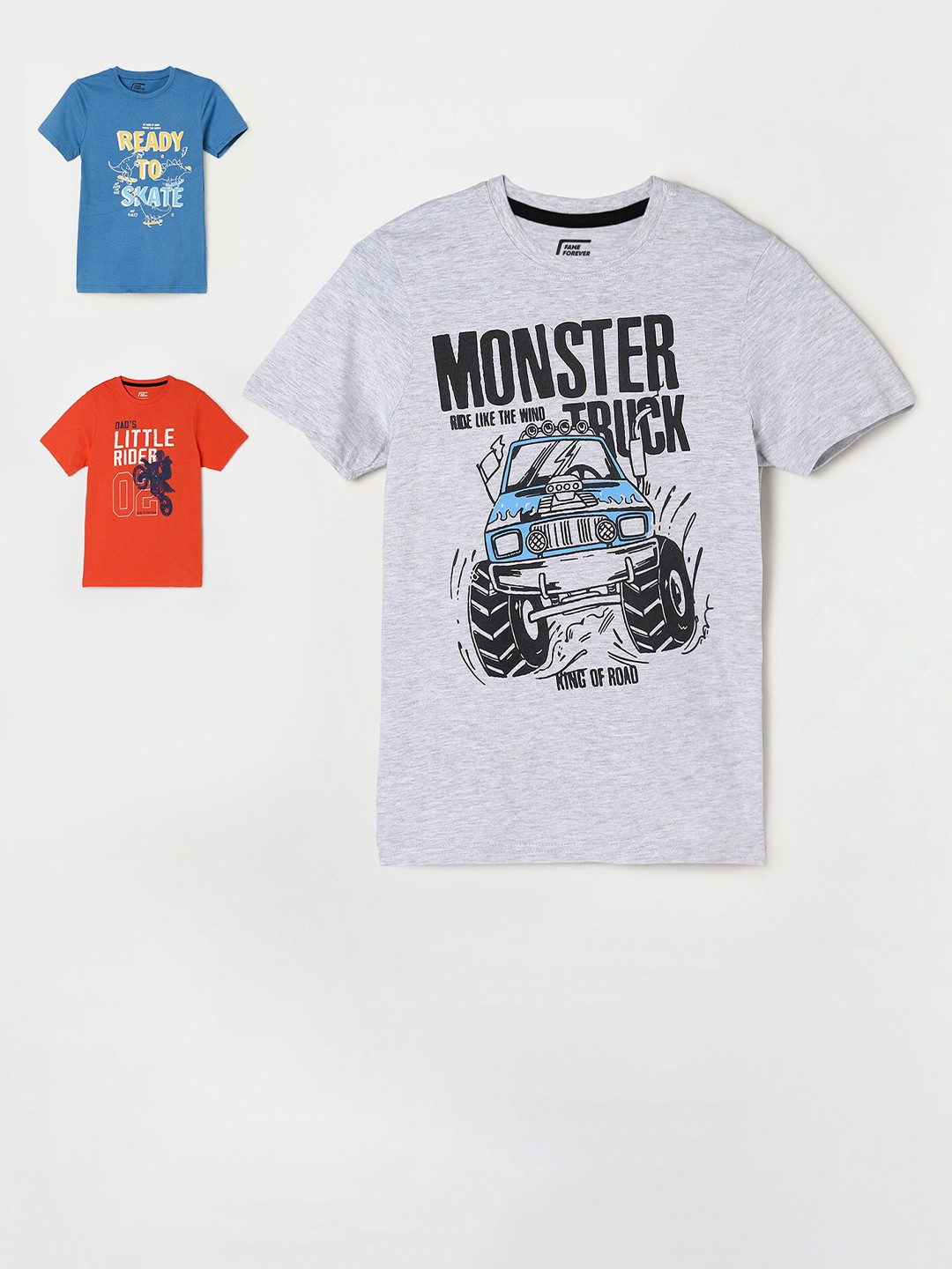 

Fame Forever by Lifestyle Pack of 3 Printed T-shirt, Grey