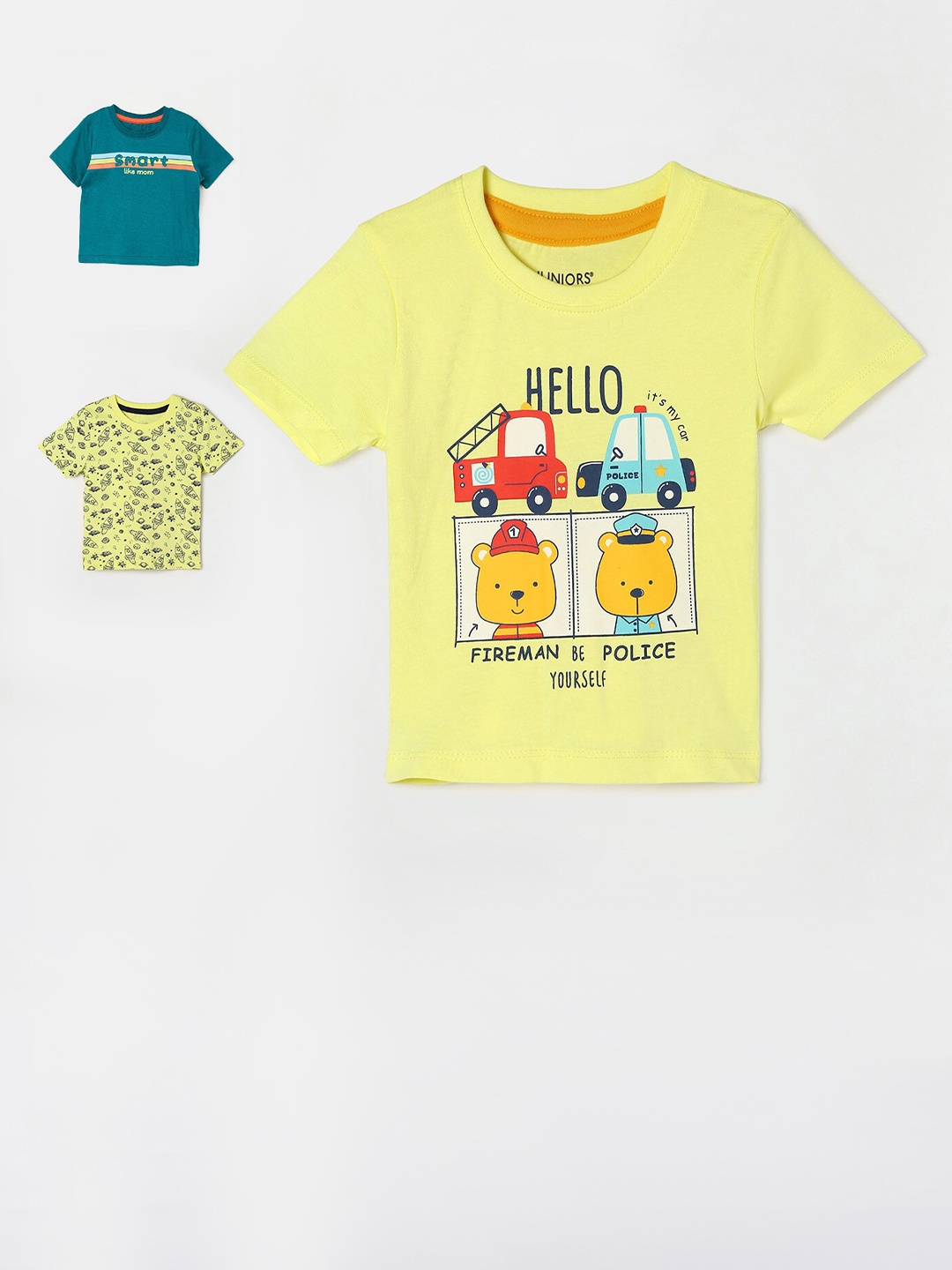 

Juniors by Lifestyle Pack of 3 Printed T-shirt, Yellow