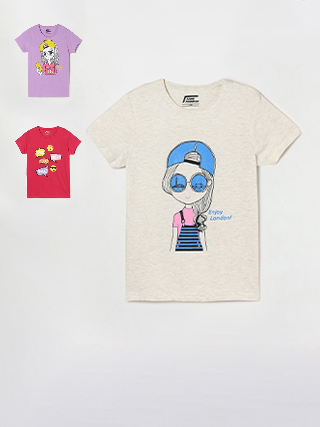

Fame Forever by Lifestyle Pack of 3 Printed T-shirt, Beige