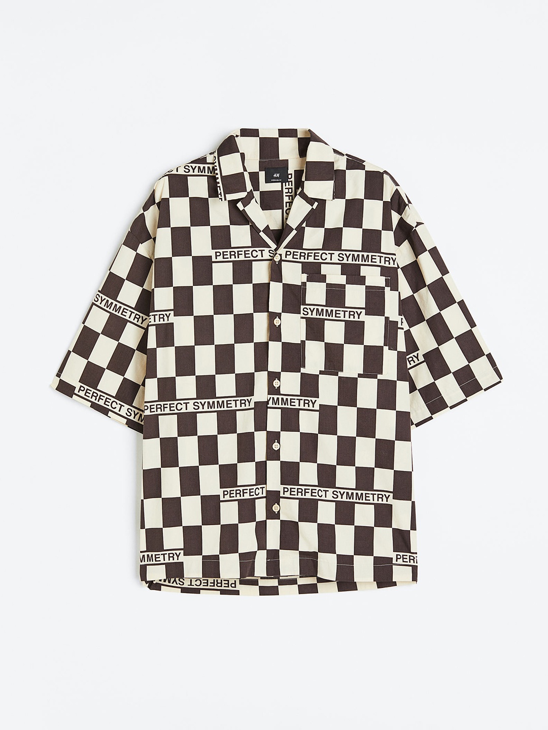 

H&M Men Pure Cotton Oversized Fit Patterned Resort Shirt, Brown