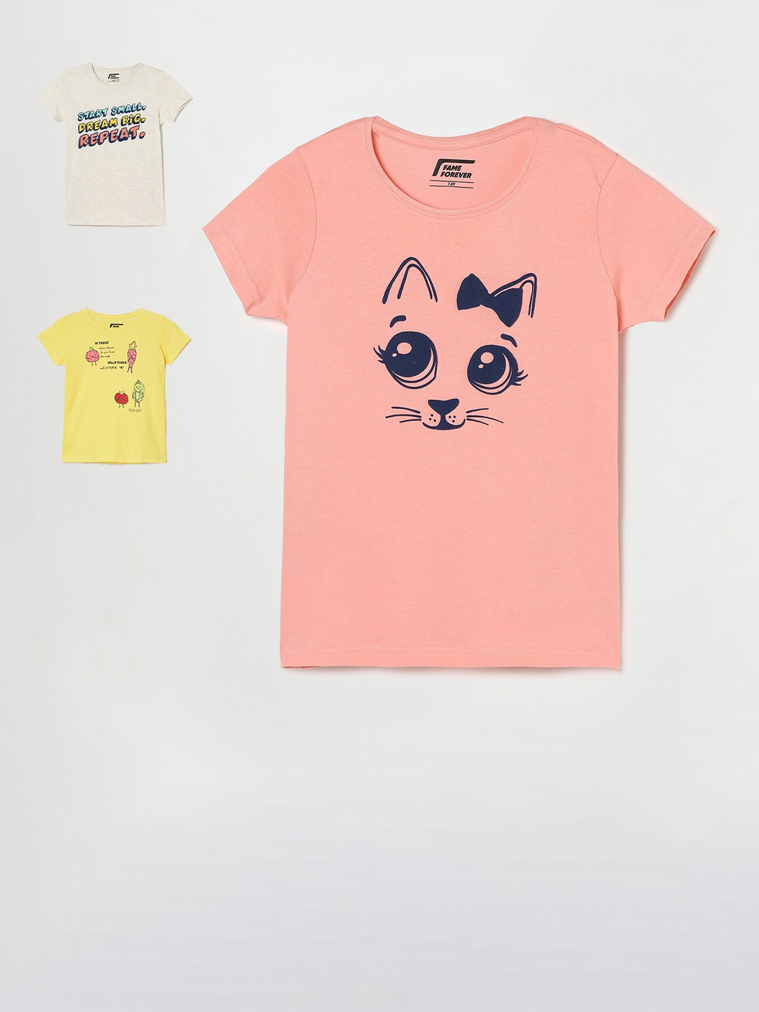 

Fame Forever by Lifestyle Pack of 3 Printed T-shirt, Coral