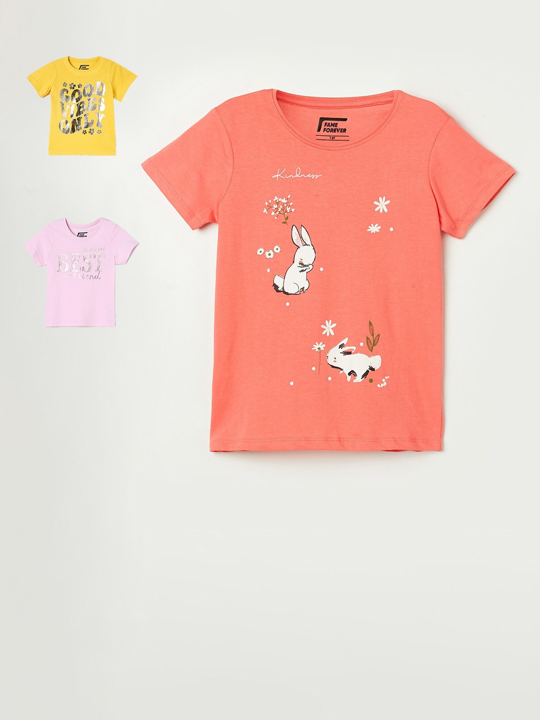 

Fame Forever by Lifestyle Pack of 3 Printed T-shirt, Pink