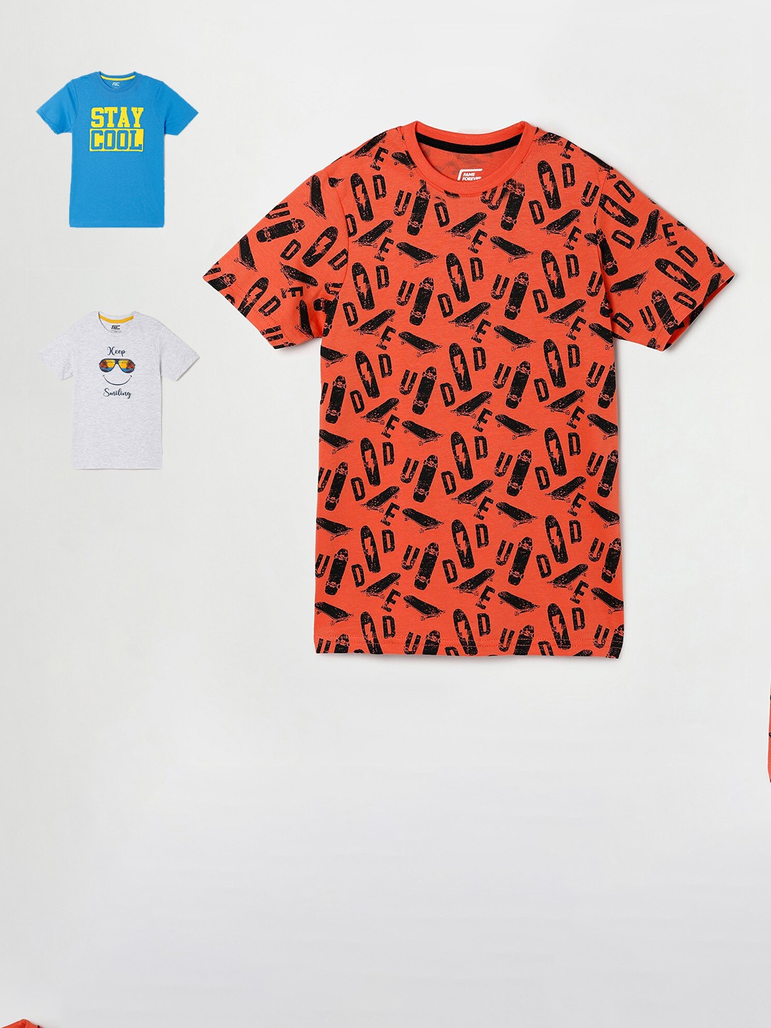 

Fame Forever by Lifestyle Pack of 3 Printed T-shirt, Orange