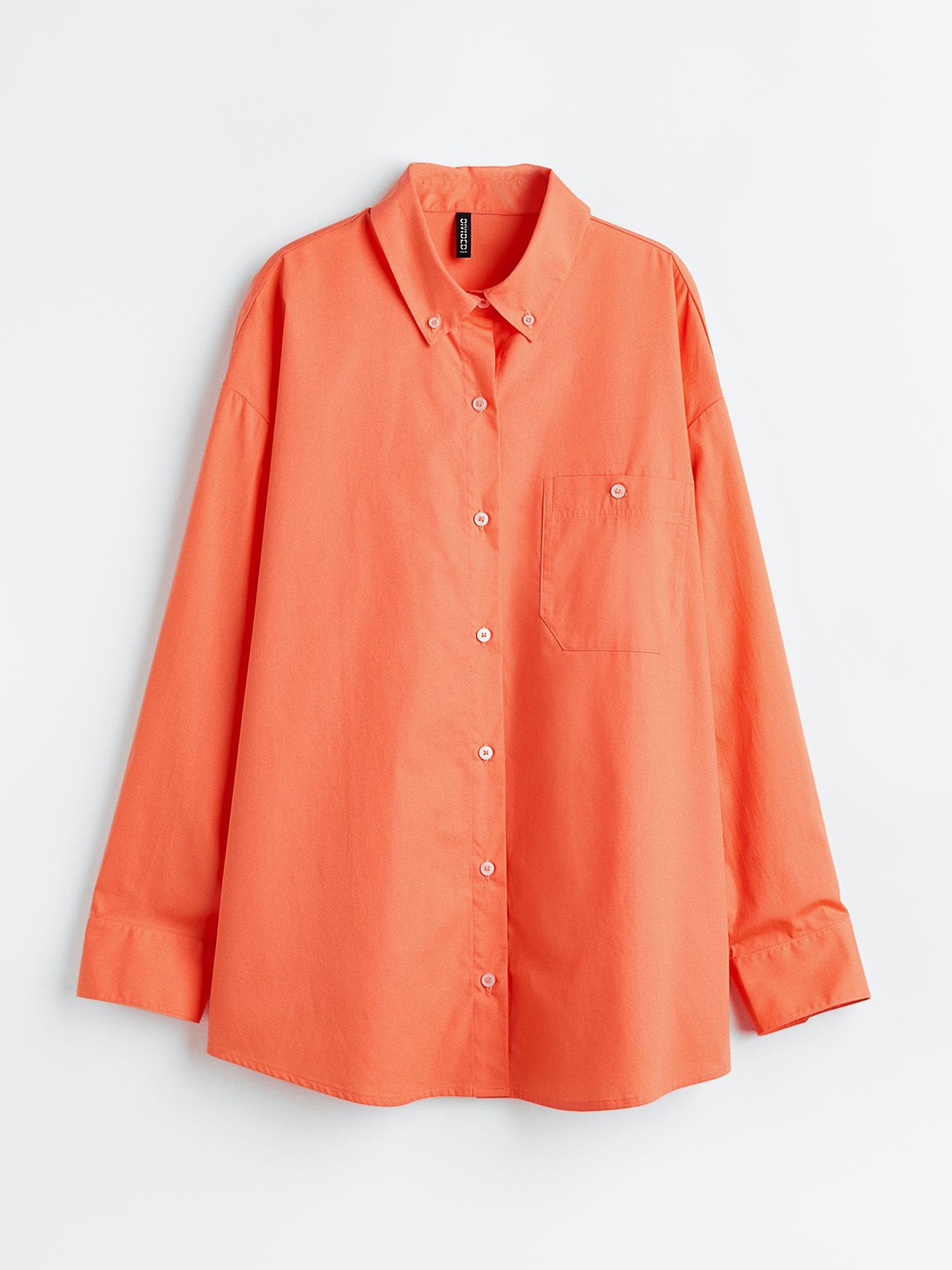 

H&M Women Oversized Poplin Shirt, Orange