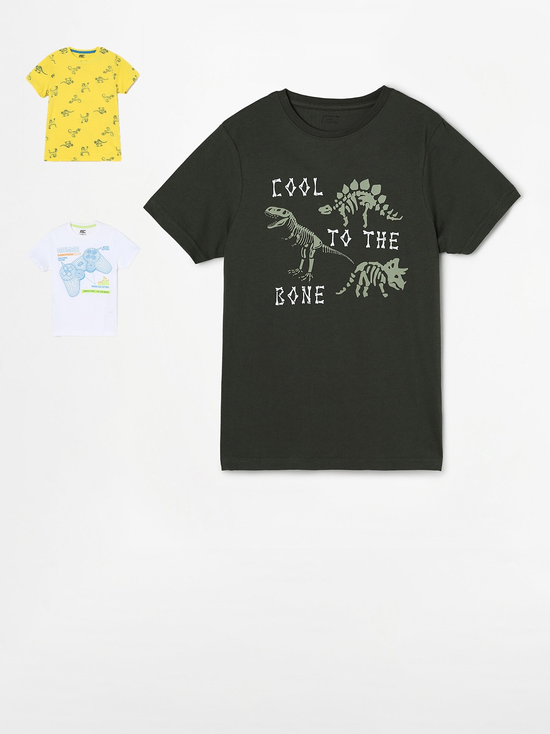

Fame Forever by Lifestyle Pack of 3 Printed T-shirt, Olive