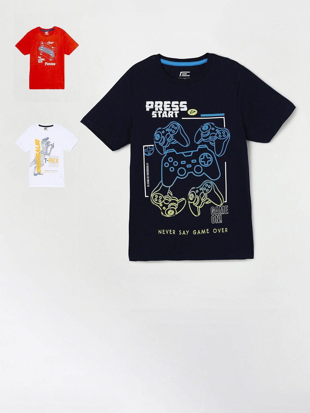 

Fame Forever by Lifestyle Pack of 3 Printed T-shirt, Navy blue