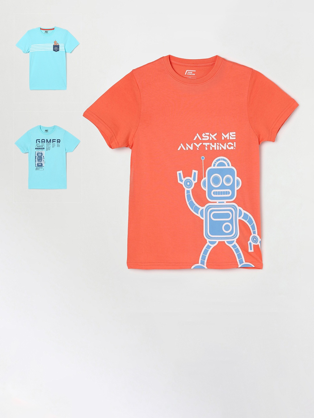 

Fame Forever by Lifestyle Boys Pack of 3 Printed T-shirt, Coral