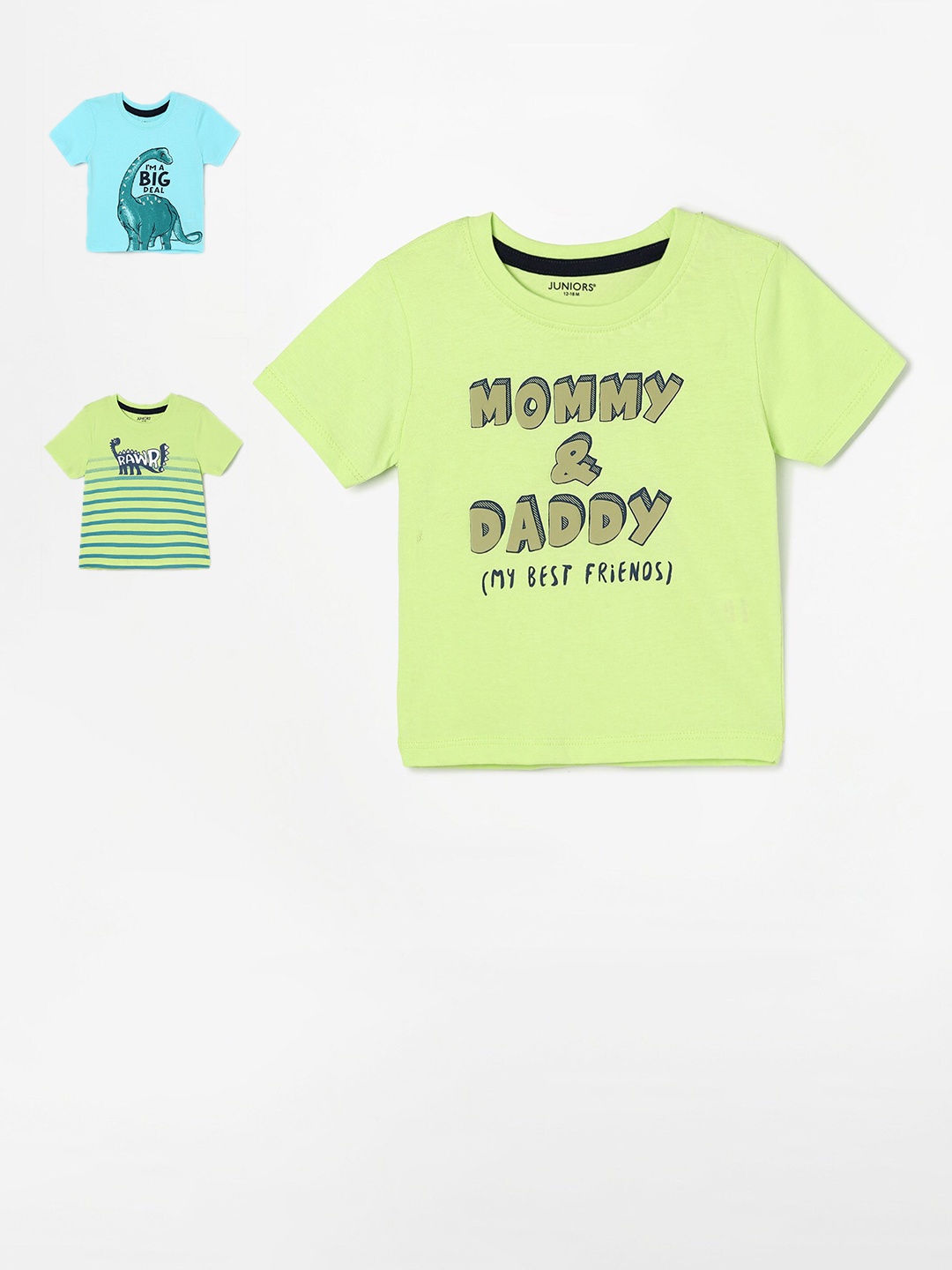 

Juniors by Lifestyle Boys Pack of 3 Printed T-shirt, Green