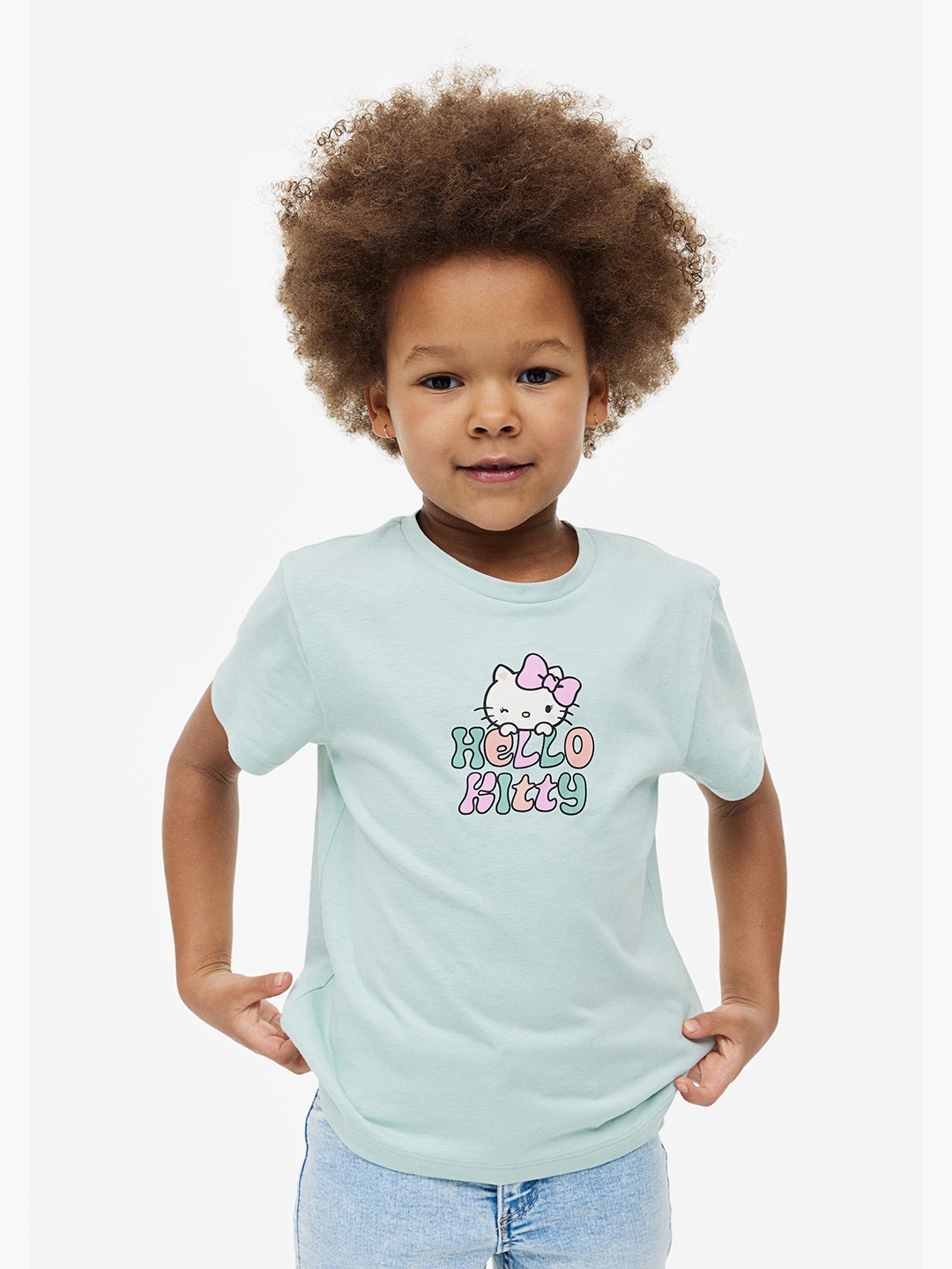 

H&M Girls Pure Cotton Printed T-shirt, Green