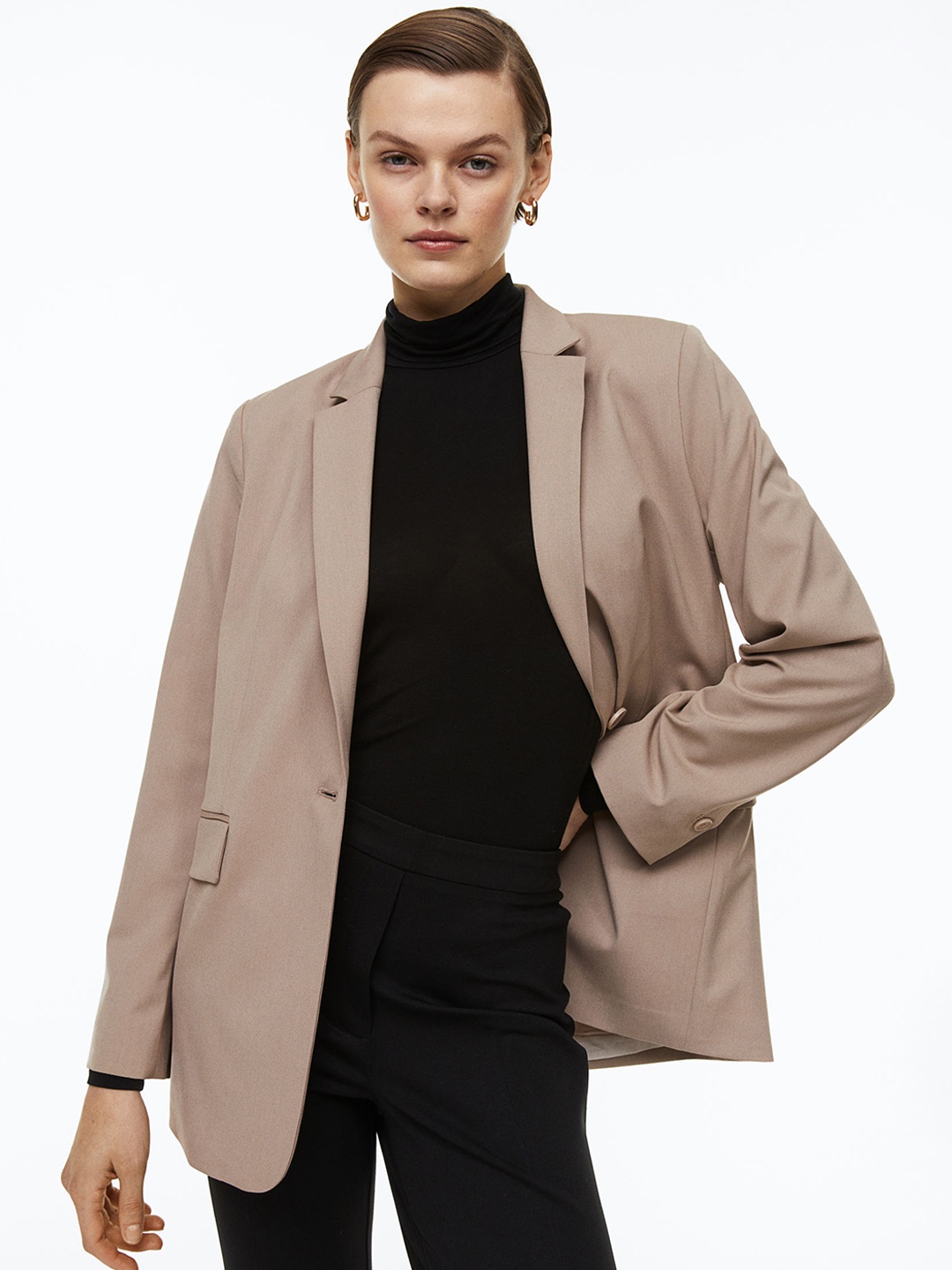 

H&M Women Single-Breasted Jacket, Beige