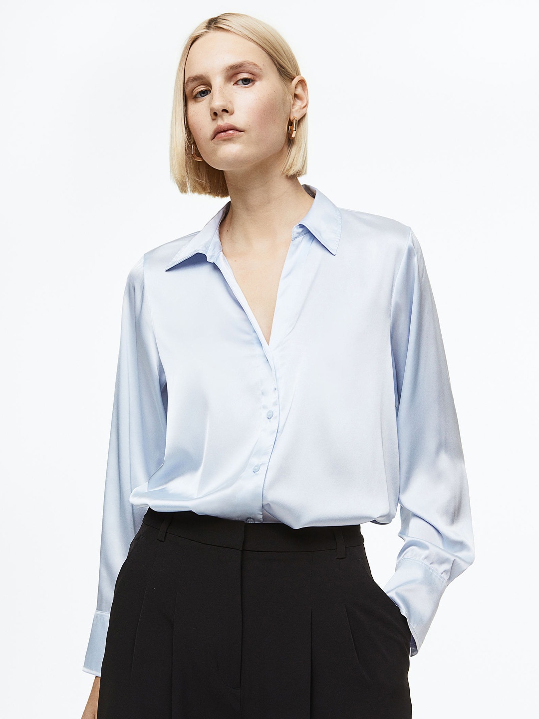 

H&M V-Neck Blouse, Blue
