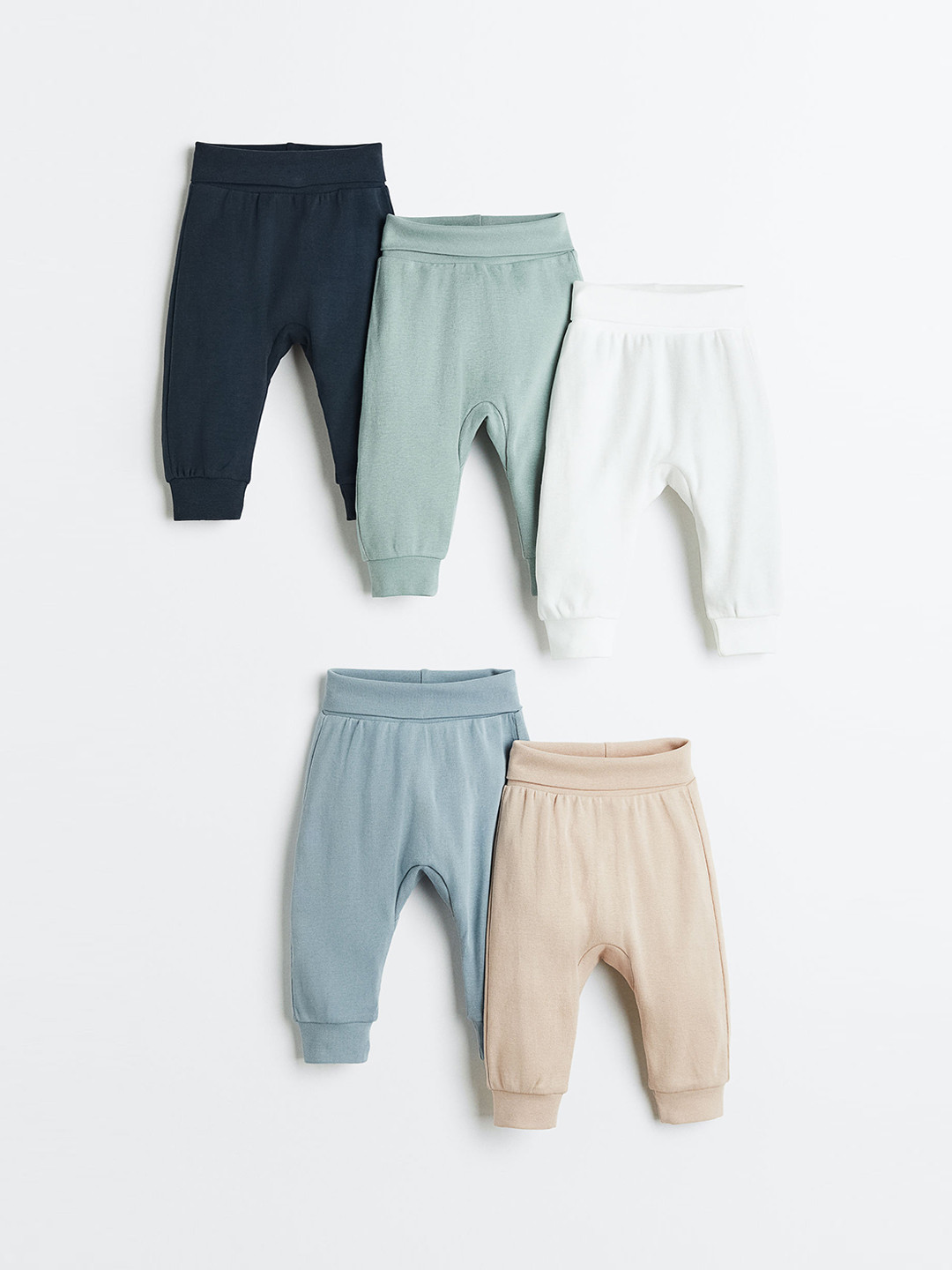 

H&M Infant Girls 5-Pack Cotton Trousers, Beige