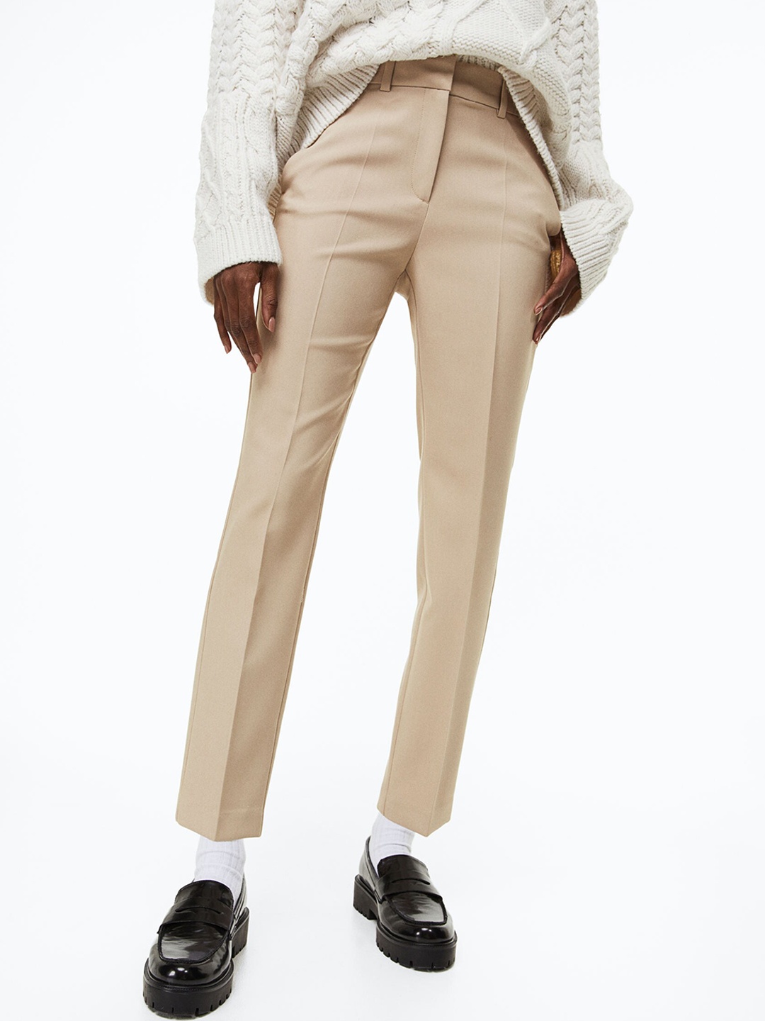 

H&M Women Cigarette Trousers, Beige