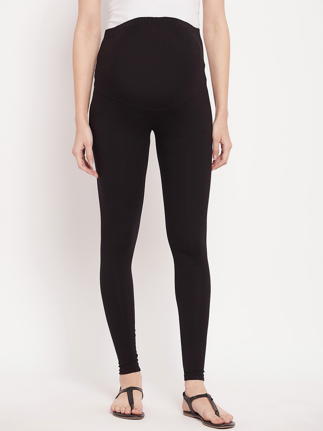 

NABIA Churidar-Length Pure Cotton Maternity Leggings, Black