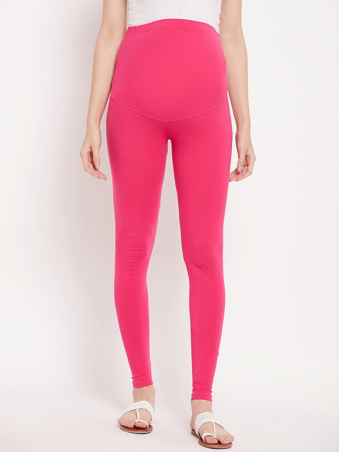 

NABIA Cotton Lycra Ankle Length Leggings, Pink