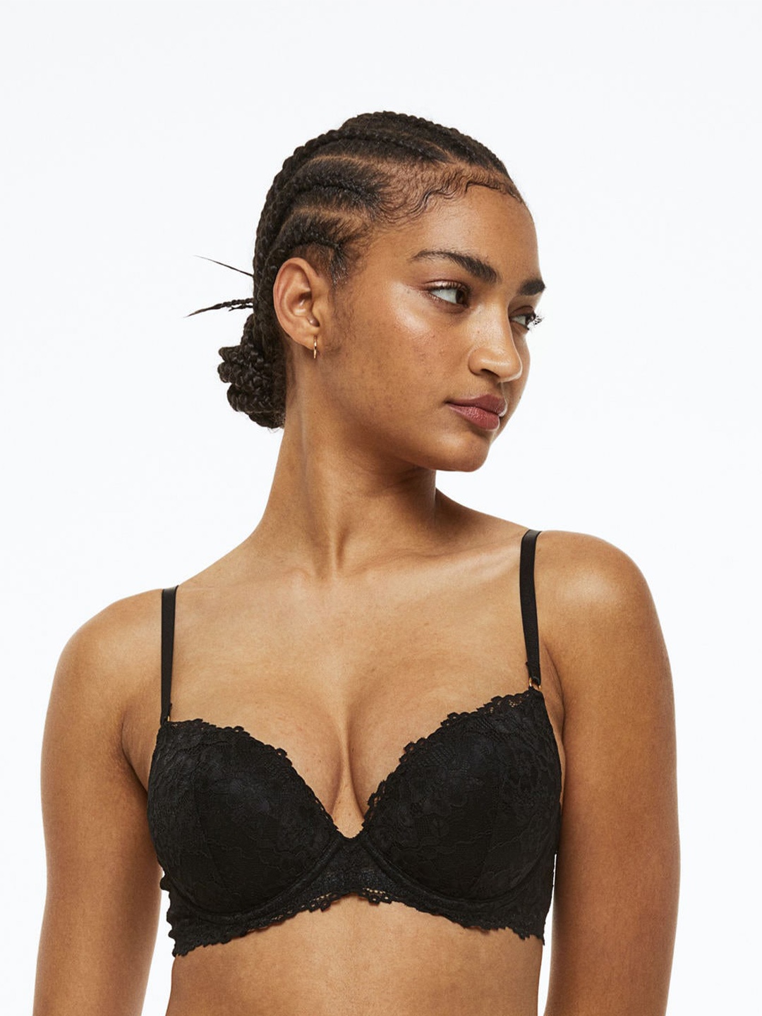 

H&M Lace Super Push-Up Bra, Black