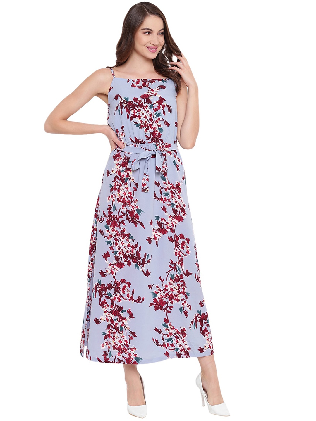 

Mayra Floral Printed Waist Tie Ups Maxi Dress, Lavender