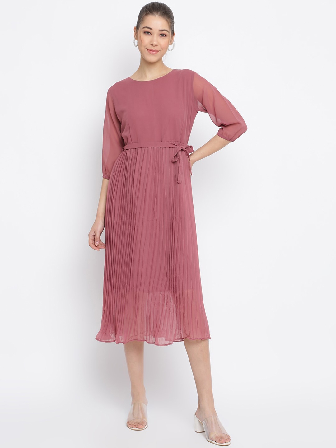 

Mayra Striped A-Line Midi Dress, Pink