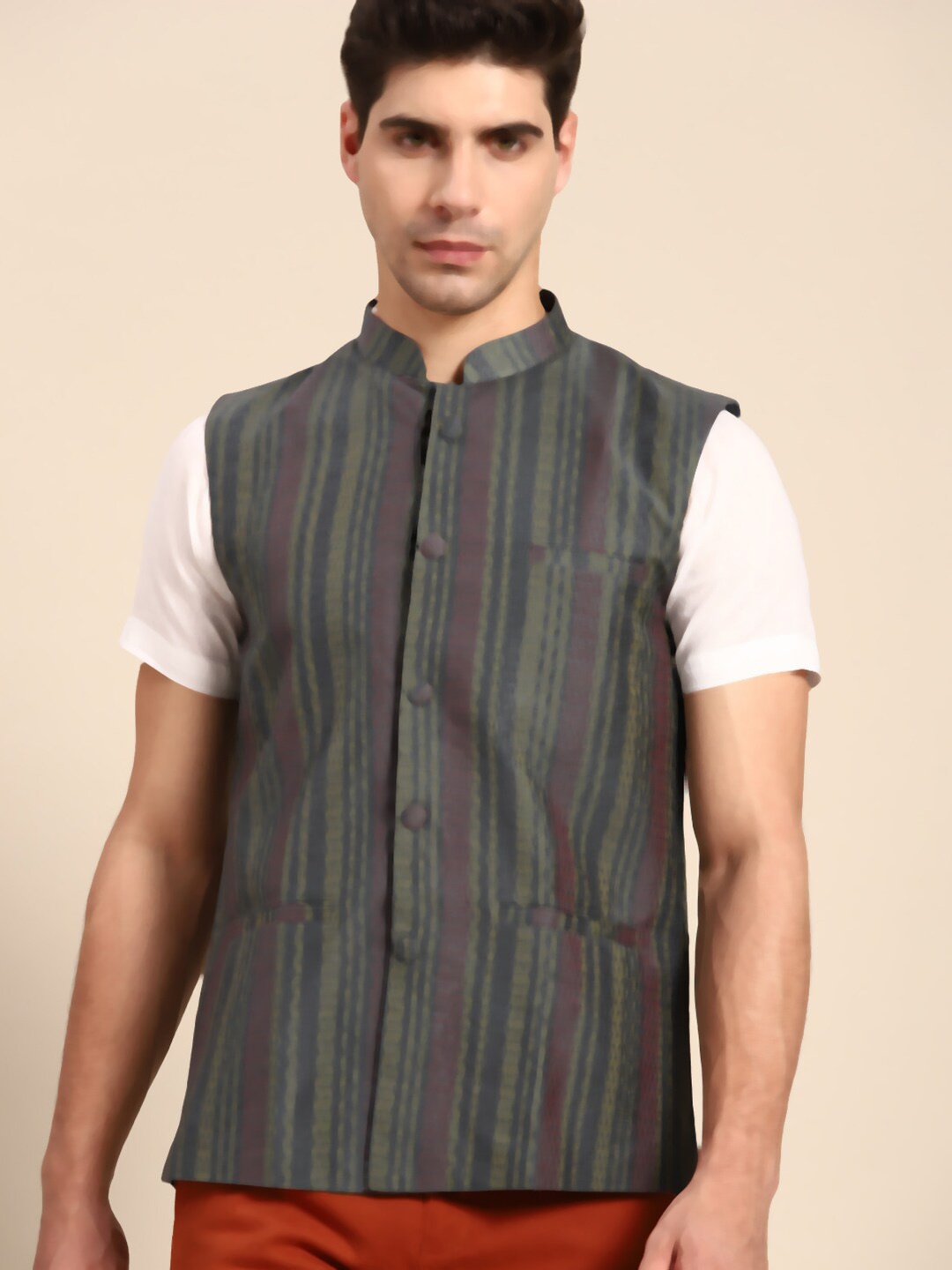 

Anouk Woven Design Nehru Jacket, Grey