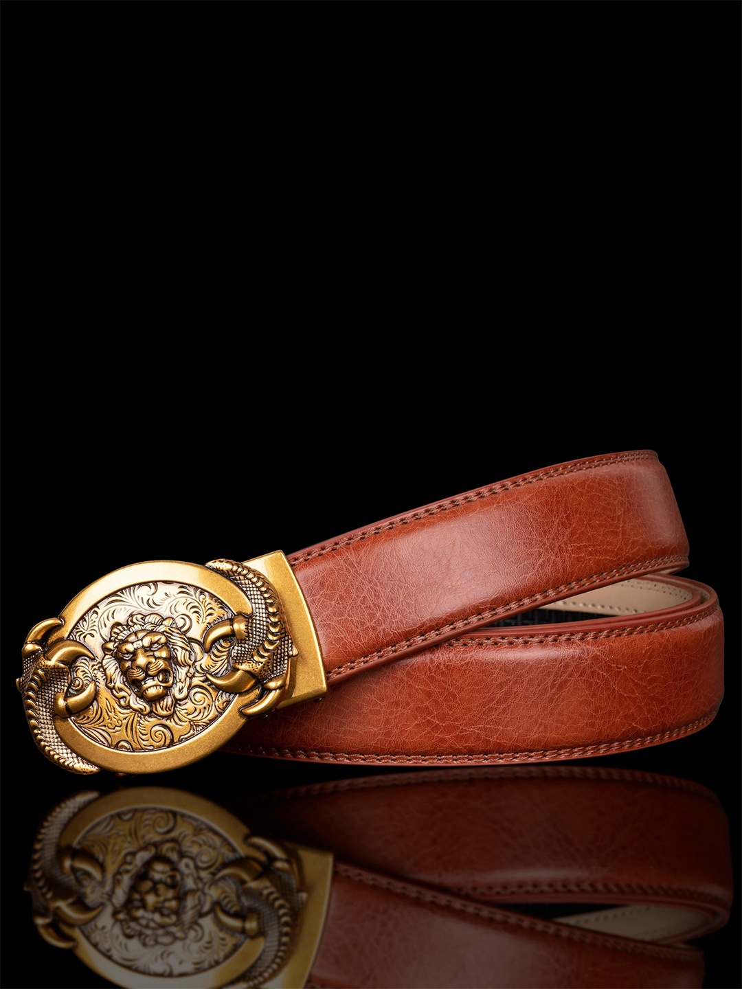 

NAEVE Men Leather Casual Belt, Red