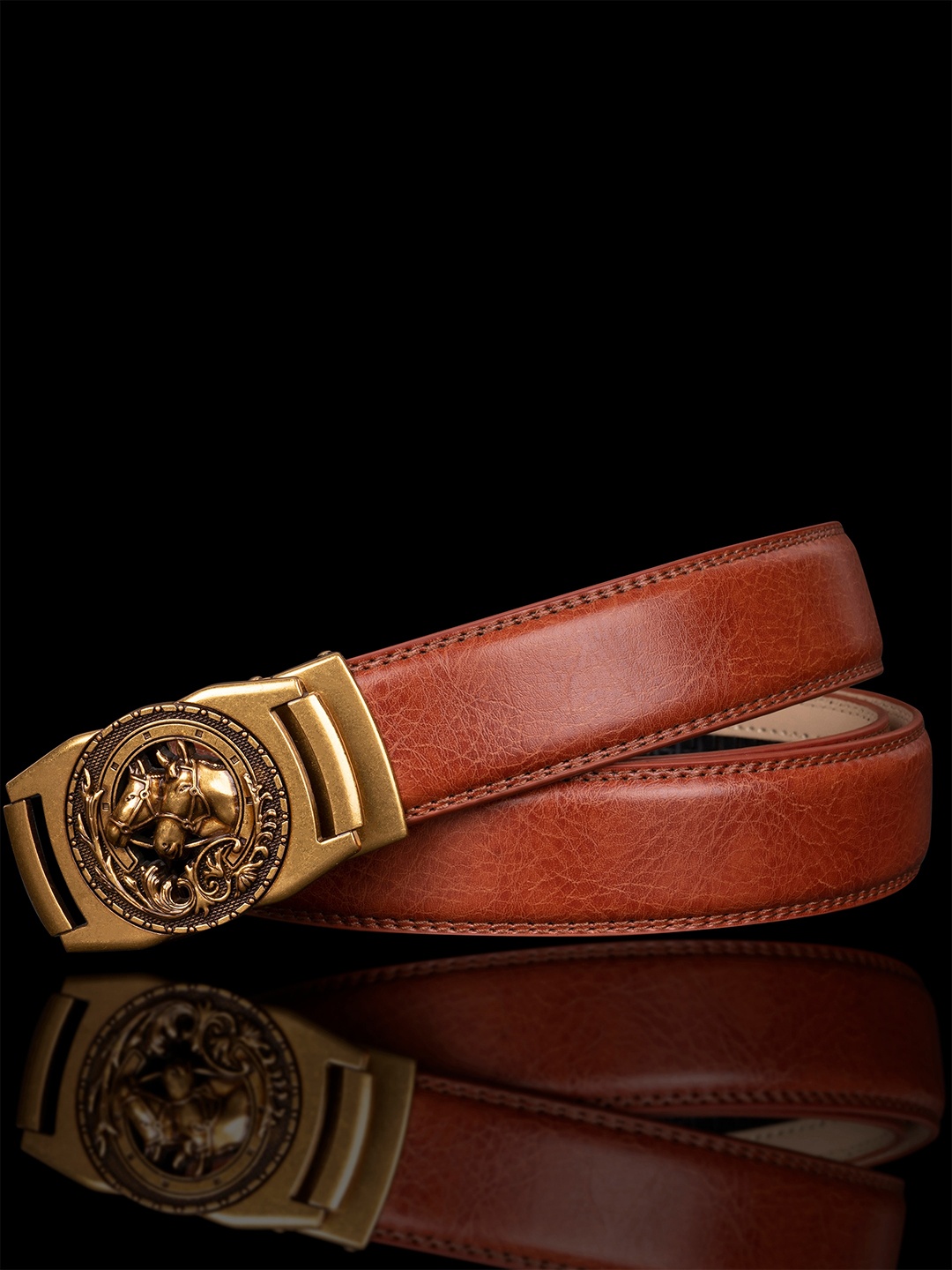 

NAEVE Men Leather Casual Belt, Red