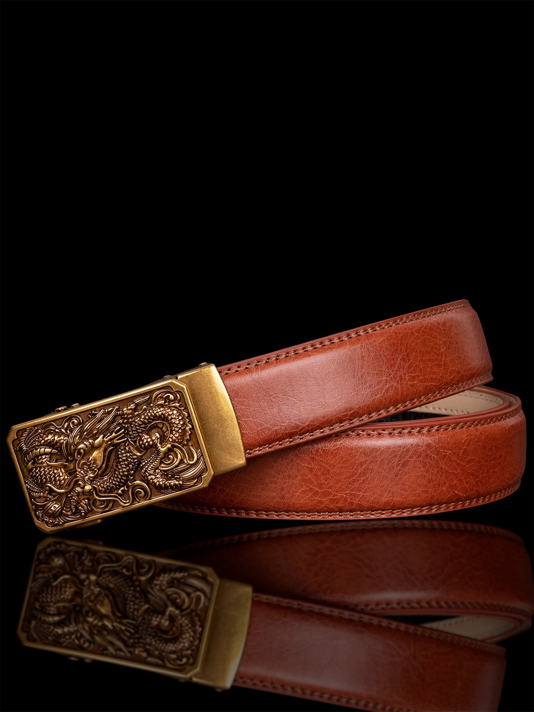 

NAEVE Men Leather Casual Belt, Red